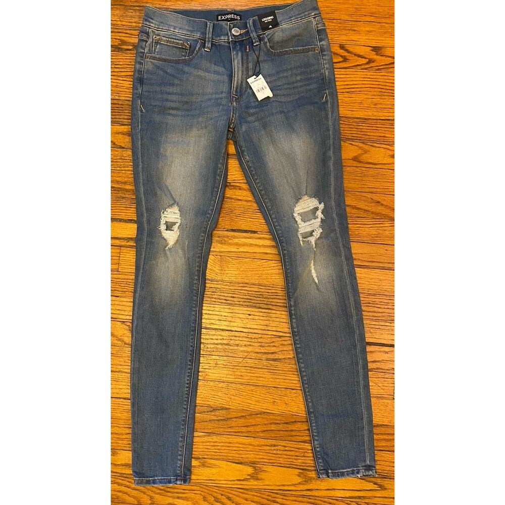 NWT Express Denim Stretch Leggings Pants Women’s 4 Mid Rise